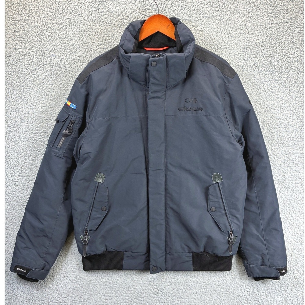 Eider Stooky Down Bomber Jacket Mens XL Navy Insulated Hooded Winter Gorpcore